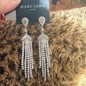 Marciano Silver Crystal Dangle Earrings
